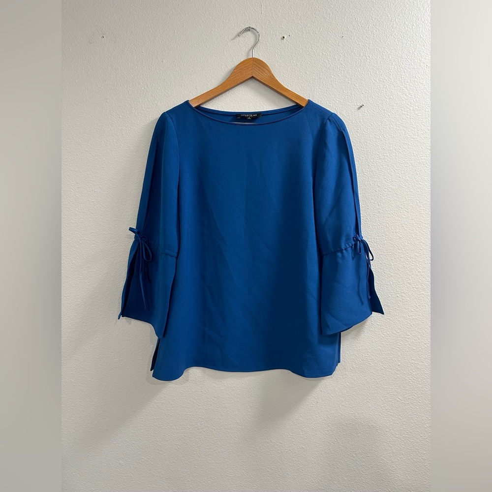 Lafayette 148 Blue Flare Sleeve Blouse
